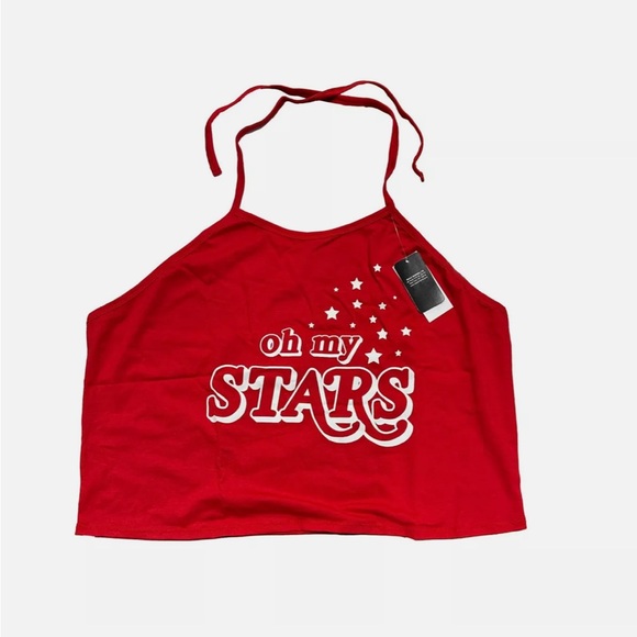 IML - “Oh My Stars” Halter Crop Top - Red - Picture 2 of 2